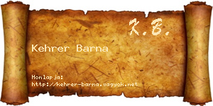 Kehrer Barna névjegykártya