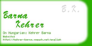 barna kehrer business card